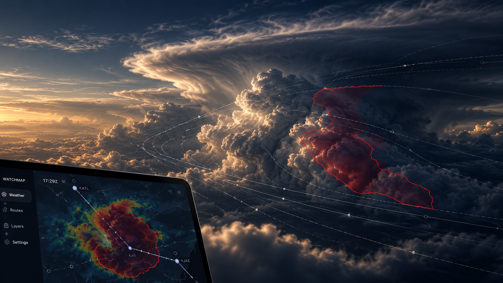 Structured atmospheric scene with Nimble Watchmap product context